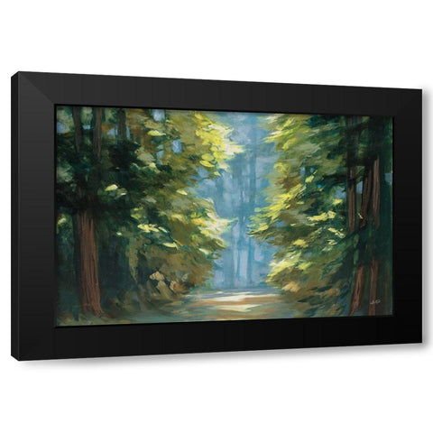 Sunlit Forest Blue Crop Black Modern Wood Framed Art Print by Purinton, Julia