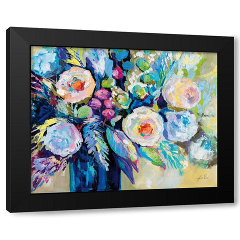 Garden Blues Black Modern Wood Framed Art Print by Vertentes, Jeanette