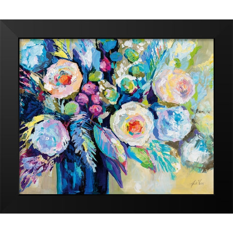 Garden Blues Black Modern Wood Framed Art Print by Vertentes, Jeanette