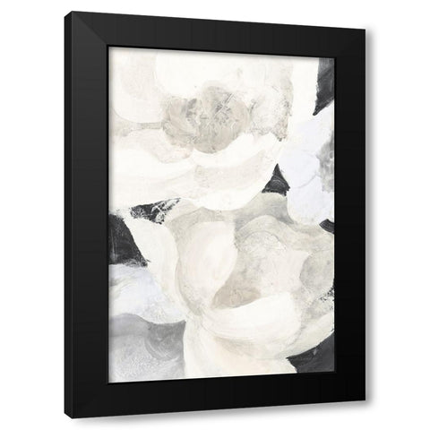 White Flowers on Black Black Modern Wood Framed Art Print by Hristova, Albena