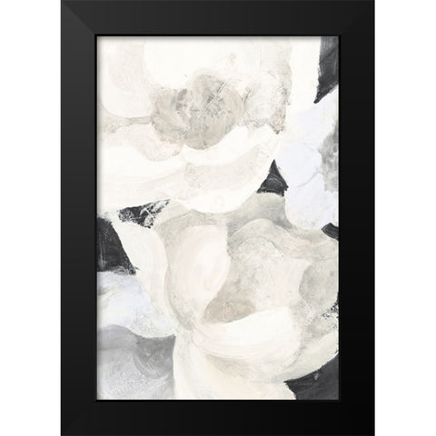 White Flowers on Black Black Modern Wood Framed Art Print by Hristova, Albena