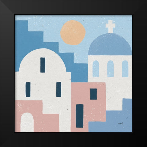 Santorini Summer I Sq Black Modern Wood Framed Art Print by Hershey, Moira