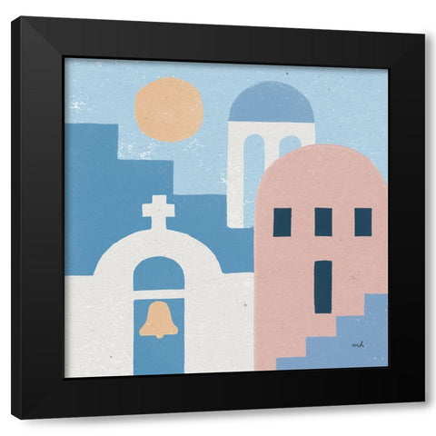 Santorini Summer II Sq Black Modern Wood Framed Art Print with Double Matting by Hershey, Moira