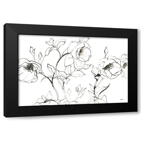 Sketch of Roses Black Modern Wood Framed Art Print with Double Matting by Novak, Shirley