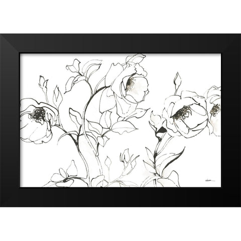 Sketch of Roses Black Modern Wood Framed Art Print by Novak, Shirley