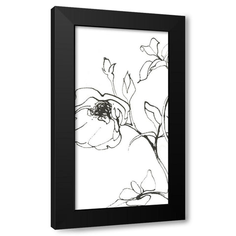 Sketch of Roses Panel I Black Modern Wood Framed Art Print with Double Matting by Novak, Shirley