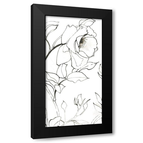 Sketch of Roses Panel II Black Modern Wood Framed Art Print with Double Matting by Novak, Shirley