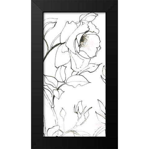 Sketch of Roses Panel II Black Modern Wood Framed Art Print by Novak, Shirley