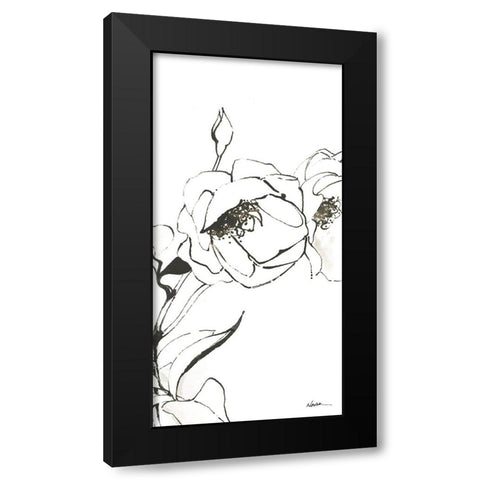 Sketch of Roses Panel III Black Modern Wood Framed Art Print with Double Matting by Novak, Shirley