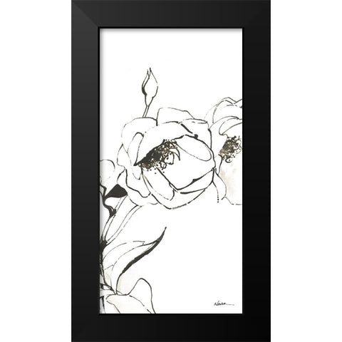Sketch of Roses Panel III Black Modern Wood Framed Art Print by Novak, Shirley