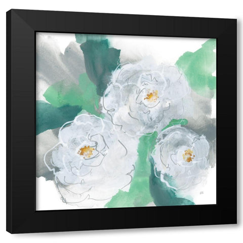 Springtime Peonies I Black Modern Wood Framed Art Print with Double Matting by Paschke, Chris