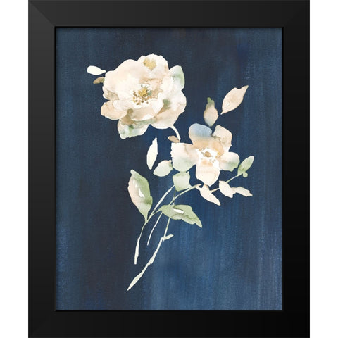 White Florals of Summer IV Black Modern Wood Framed Art Print by Nai, Danhui