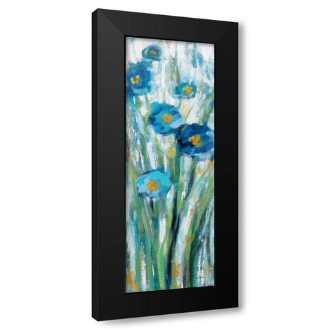 Tall Blue Flowers I Black Modern Wood Framed Art Print by Vassileva, Silvia