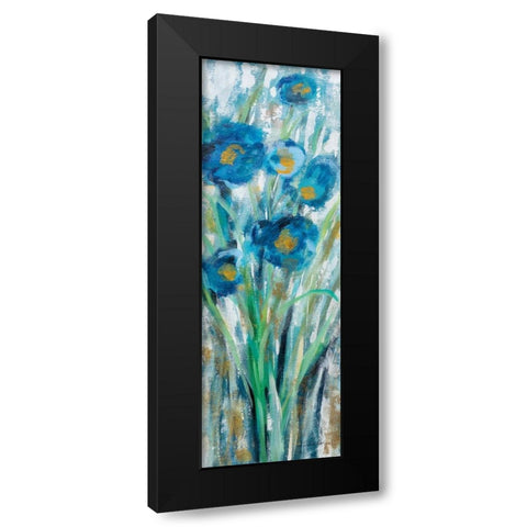 Tall Blue Flowers II Black Modern Wood Framed Art Print with Double Matting by Vassileva, Silvia