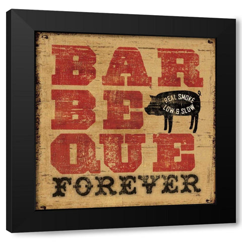 Barbeque Forever Black Modern Wood Framed Art Print by Pela Studio