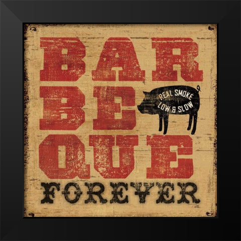 Barbeque Forever Black Modern Wood Framed Art Print by Pela Studio