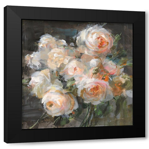 Braderie Roses Black Modern Wood Framed Art Print by Nai, Danhui