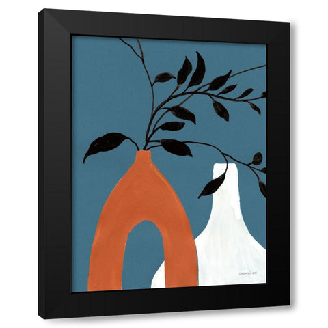 Slender Stems I Jewel Toned Black Modern Wood Framed Art Print with Double Matting by Nai, Danhui