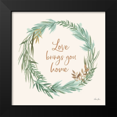 Leaf and Stem Wreath II Black Modern Wood Framed Art Print by Horn, Laura