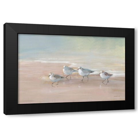 Shorebirds on the Sand I Black Modern Wood Framed Art Print with Double Matting by Nai, Danhui