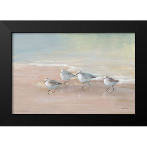 Shorebirds on the Sand I Black Modern Wood Framed Art Print by Nai, Danhui
