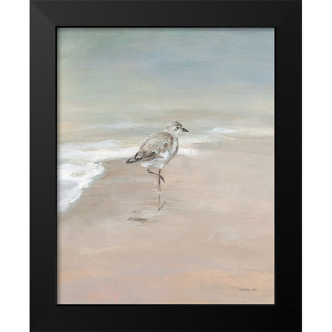 Shorebirds on the Sand II Black Modern Wood Framed Art Print by Nai, Danhui