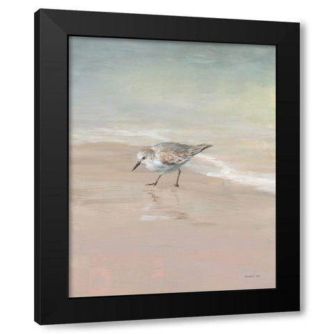 Shorebirds on the Sand III Black Modern Wood Framed Art Print with Double Matting by Nai, Danhui