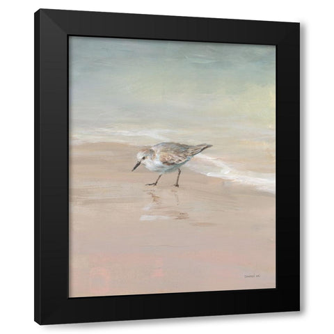 Shorebirds on the Sand III Black Modern Wood Framed Art Print by Nai, Danhui