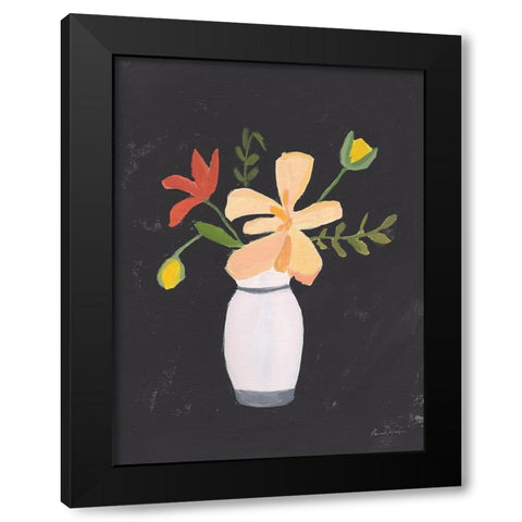 Floral on Black II Black Modern Wood Framed Art Print by Munger, Pamela