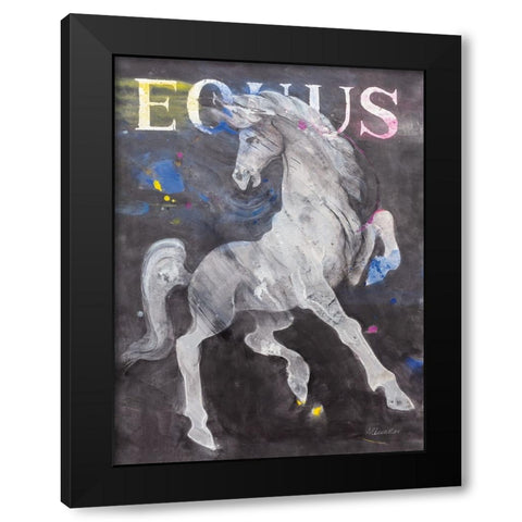 Equus Stallion Black Modern Wood Framed Art Print with Double Matting by Hristova, Albena