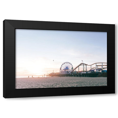 Santa Monica Pier Black Modern Wood Framed Art Print with Double Matting by Marshall, Laura
