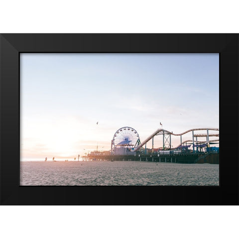 Santa Monica Pier Black Modern Wood Framed Art Print by Marshall, Laura