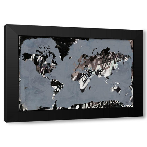 Love the World Map Black Modern Wood Framed Art Print by Youngstrom, Kent
