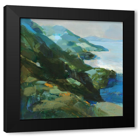 Rocky Shoreline I Black Modern Wood Framed Art Print with Double Matting by Nai, Danhui