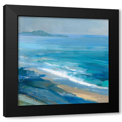 Rocky Shoreline II Black Modern Wood Framed Art Print with Double Matting by Nai, Danhui