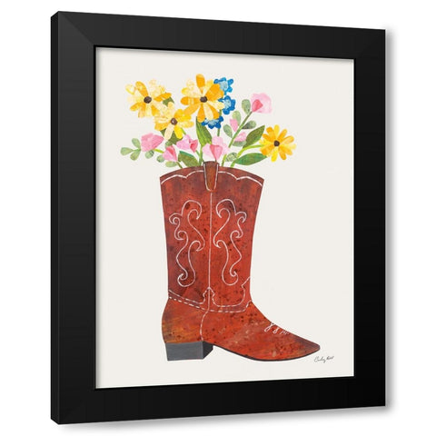 Western Cowgirl Boot V Black Modern Wood Framed Art Print with Double Matting by Prahl, Courtney