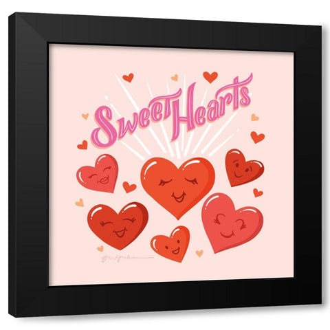 Sweet Hearts IV Black Modern Wood Framed Art Print by Graham, Gia