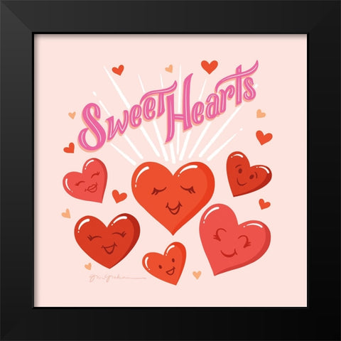 Sweet Hearts IV Black Modern Wood Framed Art Print by Graham, Gia