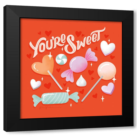 Sweet Hearts V Black Modern Wood Framed Art Print by Graham, Gia