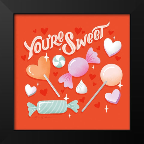 Sweet Hearts V Black Modern Wood Framed Art Print by Graham, Gia