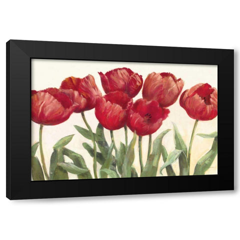 Ruby Tulips Wag Black Modern Wood Framed Art Print by Rowan, Carol