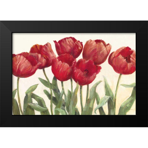 Ruby Tulips Wag Black Modern Wood Framed Art Print by Rowan, Carol