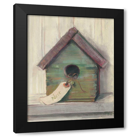 Birdhouse Black Modern Wood Framed Art Print by Rowan, Carol