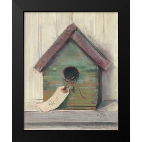 Birdhouse Black Modern Wood Framed Art Print by Rowan, Carol