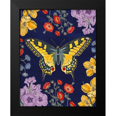 Butterfly Garden IV Dark Black Modern Wood Framed Art Print by Portfolio, Wild Apple