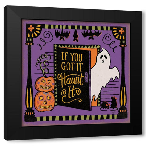 Halloween Expressions V Black Modern Wood Framed Art Print with Double Matting by Penner, Janelle