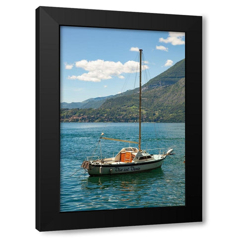 Lake Como Boats II Black Modern Wood Framed Art Print by Aledanda