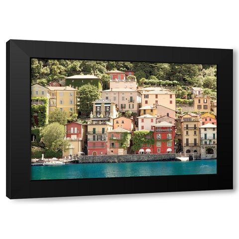 Lake Como Village II Black Modern Wood Framed Art Print with Double Matting by Aledanda