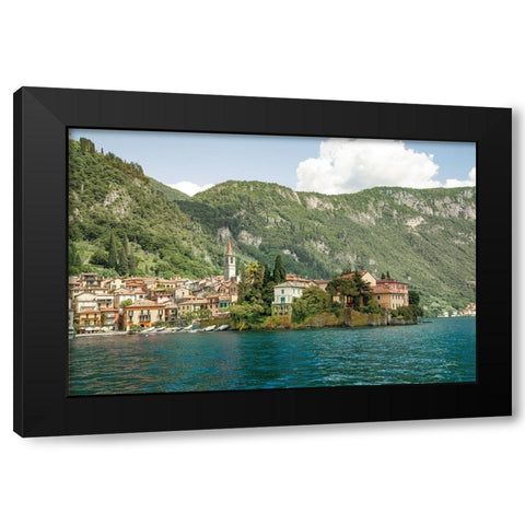 Lake Como Village IV Black Modern Wood Framed Art Print with Double Matting by Aledanda