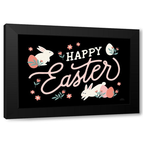 Bunny Kisses I Black Black Modern Wood Framed Art Print with Double Matting by Marshall, Laura